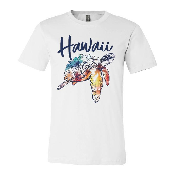 Hawaii Sea Turtle Hawaiian Floral Matching Vacation Jersey T-Shirt