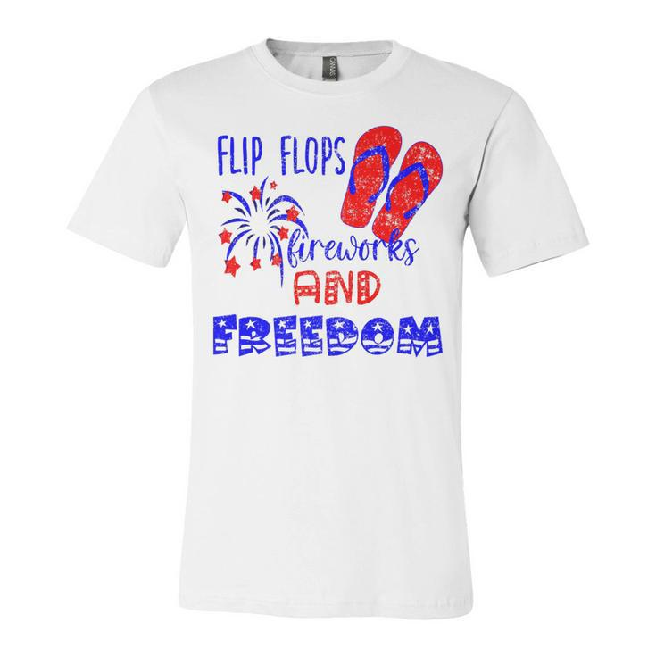 July 4Th Flip Flops Fireworks & Freedom 4Th Of July Party   Unisex Jersey Short Sleeve Crewneck Tshirt