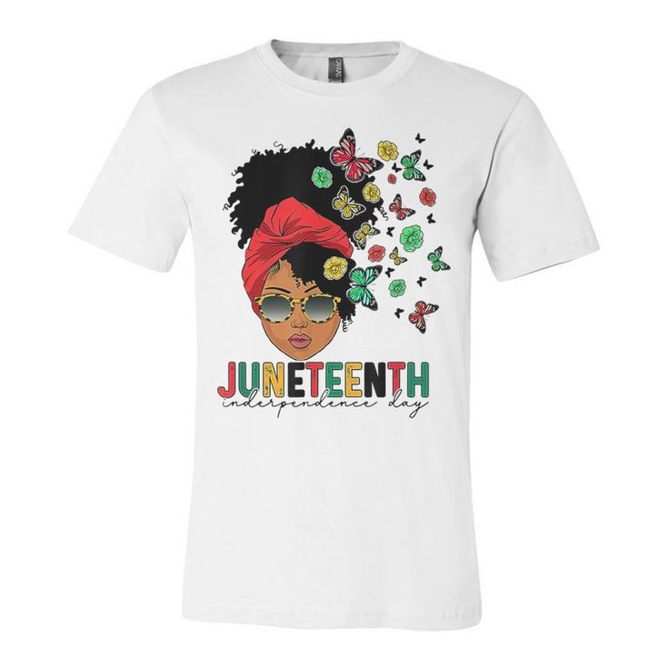Junenth Is My Independence Day Black Queen And Butterfly Jersey T-Shirt