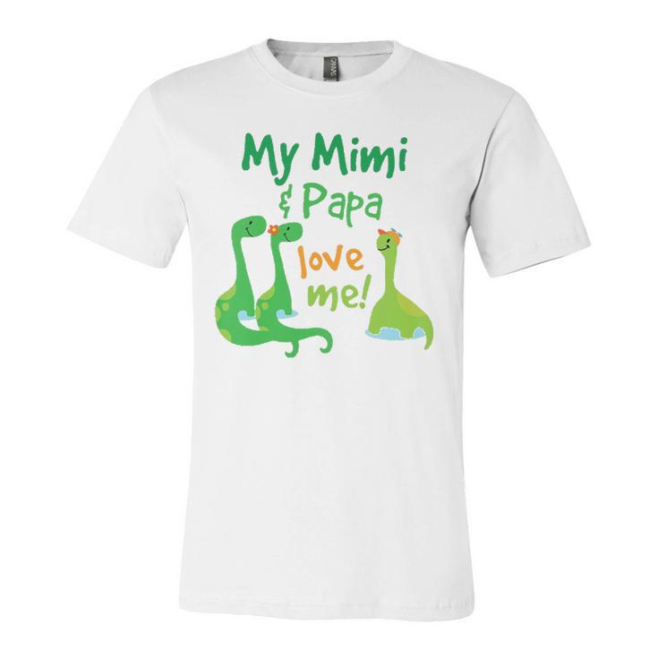 Kids My Mimi And Papa Love Me Dinosaur Grandson Jersey T-Shirt