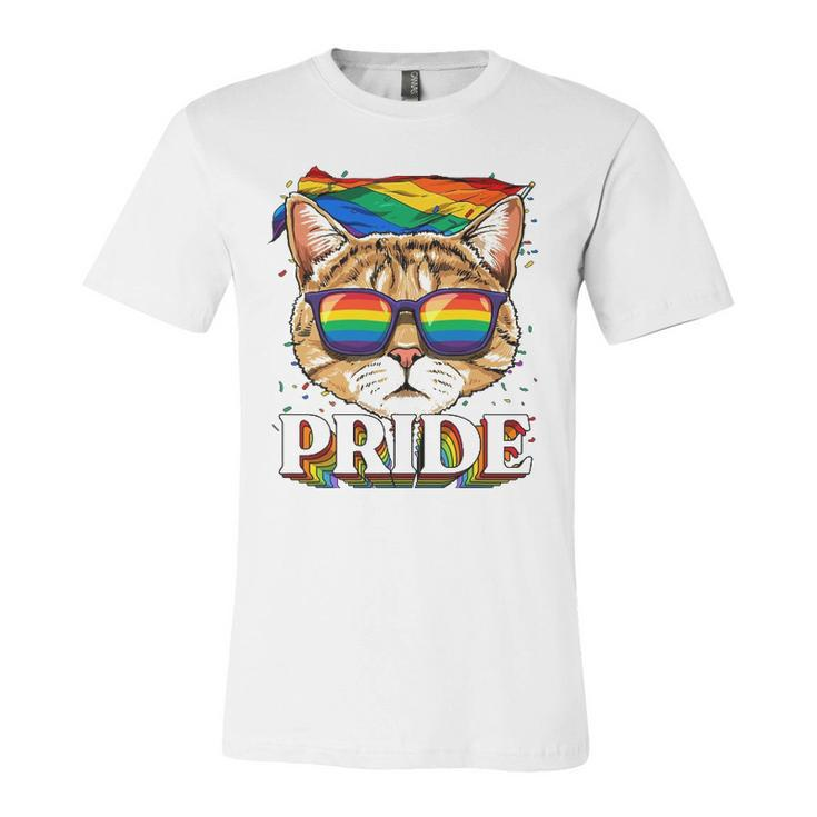 Lgbt Cat Gay Pride Lgbtq Rainbow Flag Sunglasses Jersey T-Shirt