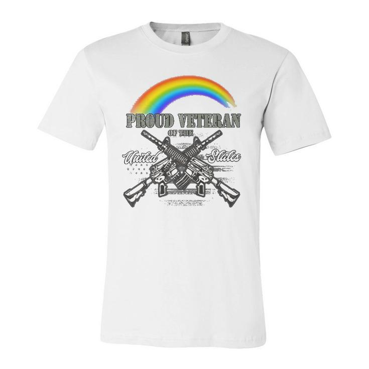 Lgbtq July 4Th American Flag Rainbow Proud Veteran Jersey T-Shirt