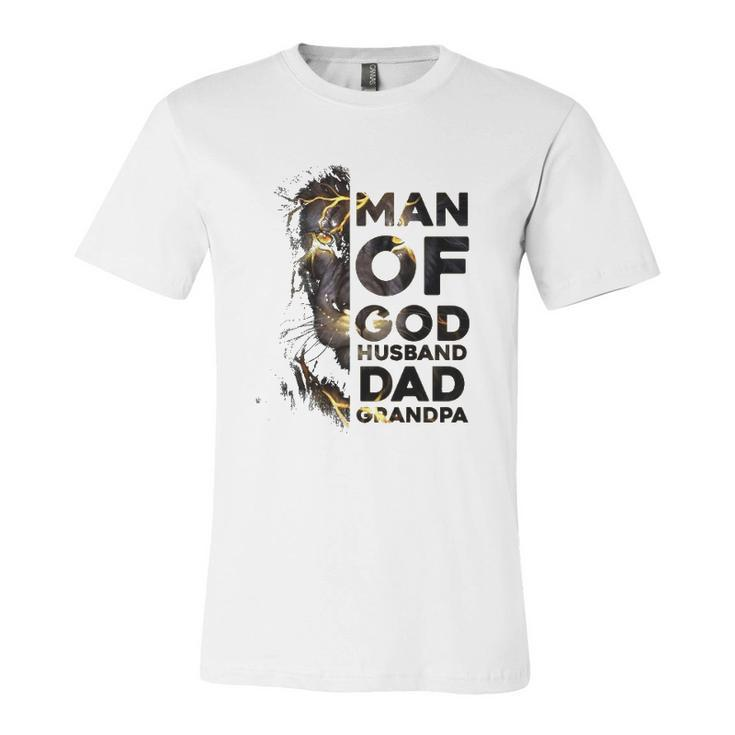 Lion Man Of God Husband Dad Grandpa Fathers Day Jersey T-Shirt