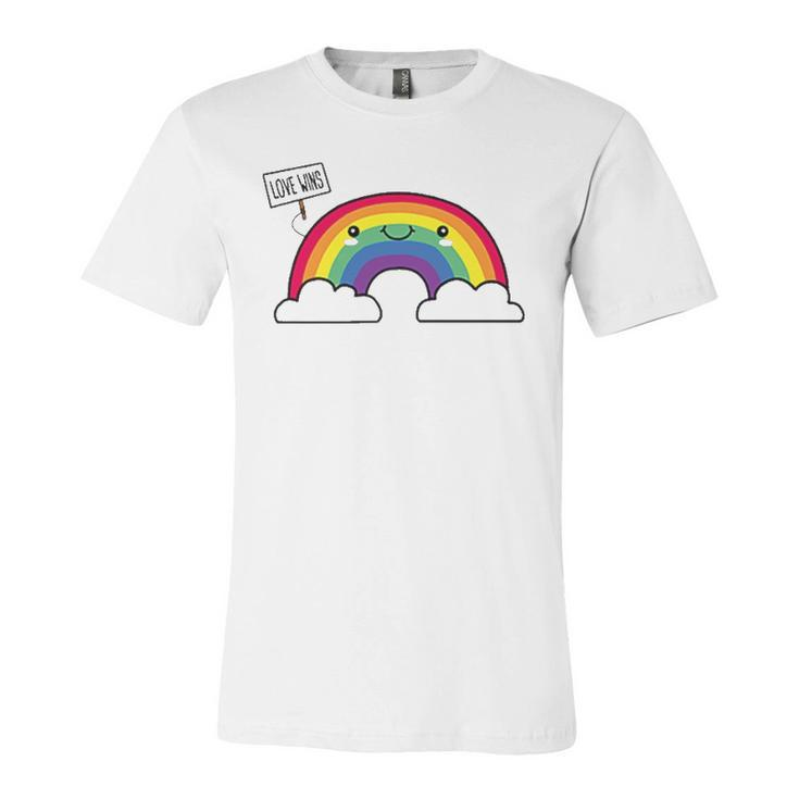 Love Wins Lgbt Kawaii Cute Anime Rainbow Flag Pocket Jersey T-Shirt