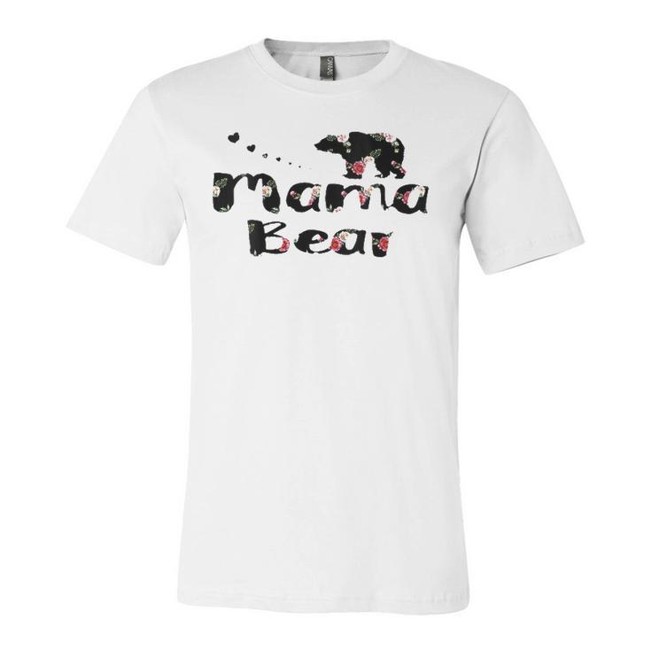 Mama Bear Mom Life Floral Heart Top Boho Outfit Jersey T-Shirt