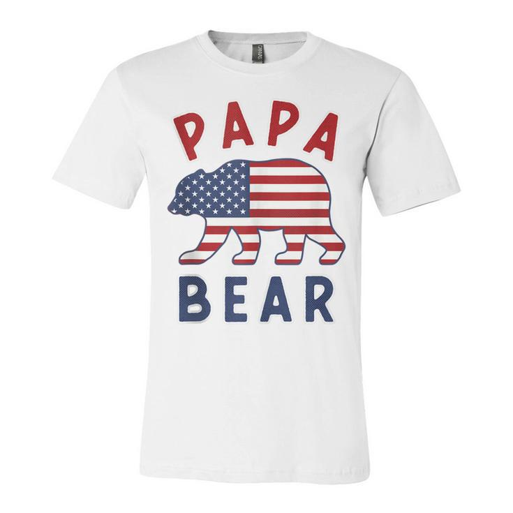 Mens American Flag Papa Bear 4Th Of July Usa Patriotic Dad  Unisex Jersey Short Sleeve Crewneck Tshirt