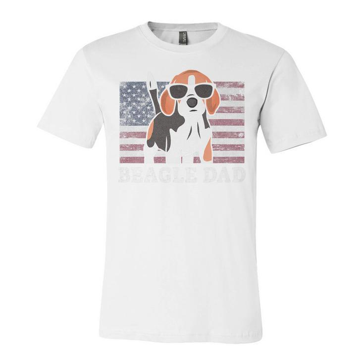 Mens Beagle Dad American Flag 4Th Of July Patriotic Beagle Design   Unisex Jersey Short Sleeve Crewneck Tshirt