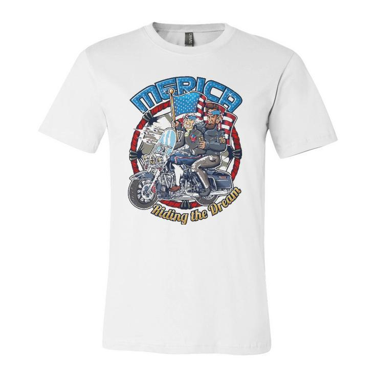 Merica 4Th Of July Washington Lincoln Biker Jersey T-Shirt