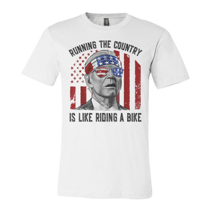 Merry 4Th Of July Joe Biden Falling Off His Bicycle Funny  Unisex Jersey Short Sleeve Crewneck Tshirt