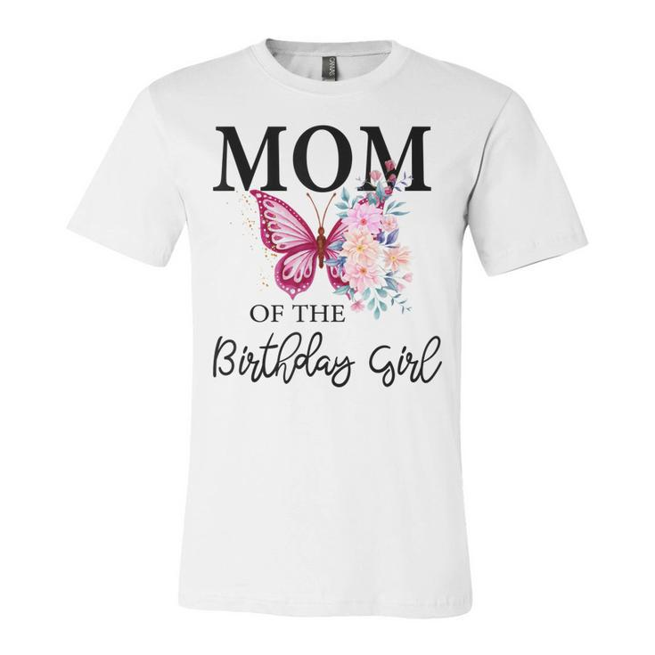 Mom 1St First Birthday Matching Family Butterfly Floral  Unisex Jersey Short Sleeve Crewneck Tshirt