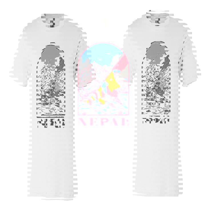 Nepal Himalayan Mountain Prayer Flags Unisex Jersey Short Sleeve Crewneck Tshirt