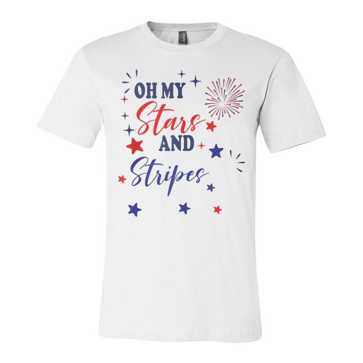 Oh My Stars And Stripes  July 4Th Patriotic Fireworks  Unisex Jersey Short Sleeve Crewneck Tshirt