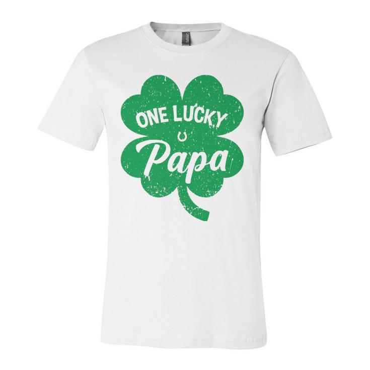 One Lucky Papa Shamrock Four Leaf Clover St Patricks Day Mom Jersey T-Shirt