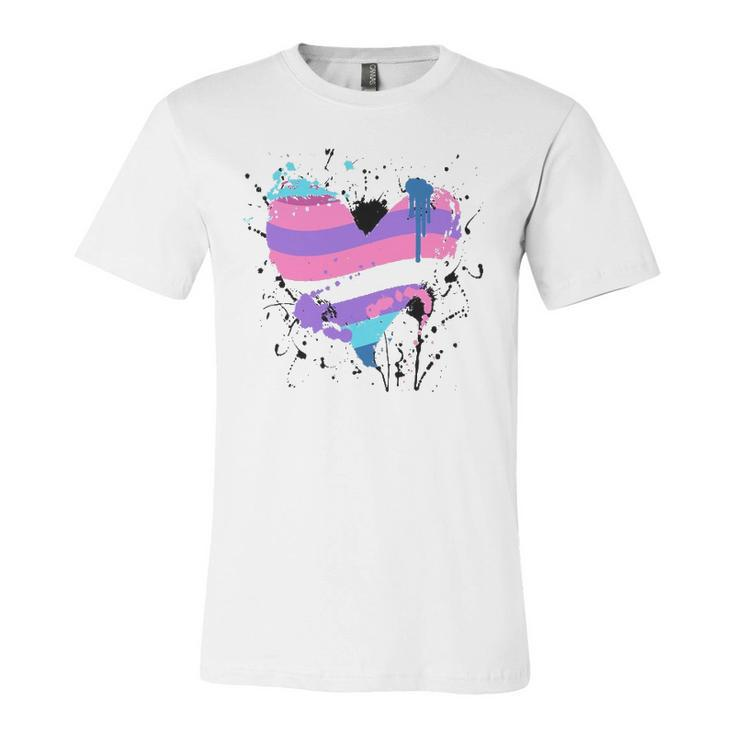 Paint Splash Bigender Heart Gender Bigender Pride Flag Jersey T-Shirt