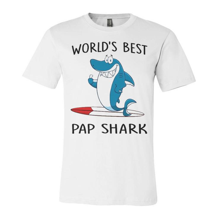 Pap Grandpa Gift   Worlds Best Pap Shark Unisex Jersey Short Sleeve Crewneck Tshirt