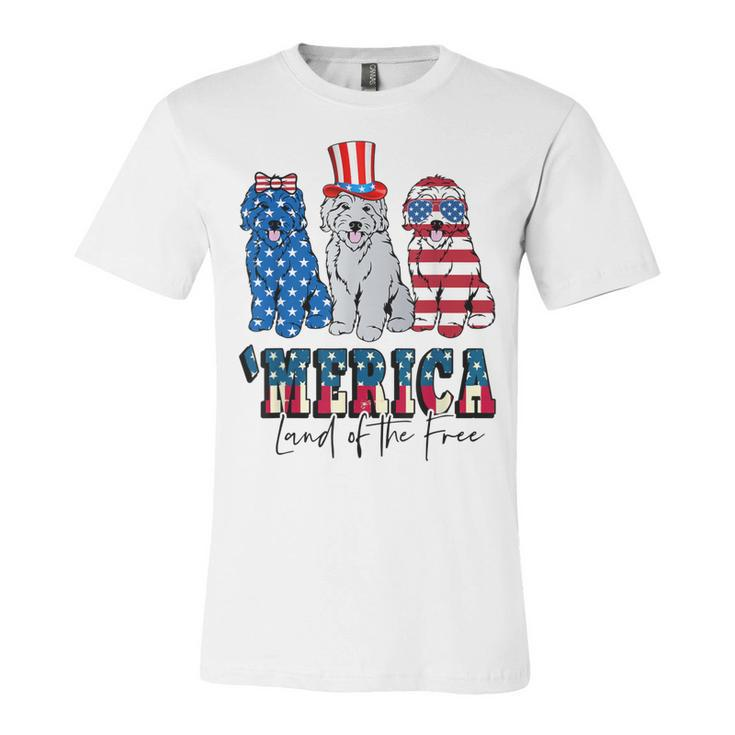 Patriotic Goldendoodle Dog 4Th Of July America Usa Flag  Unisex Jersey Short Sleeve Crewneck Tshirt