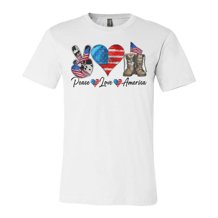 Peace Love America Vintage 4Th Of July Western America Flag  Unisex Jersey Short Sleeve Crewneck Tshirt