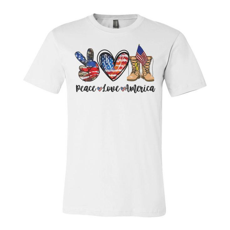 Peace Love America Vintage 4Th Of July Western America Flag  V2 Unisex Jersey Short Sleeve Crewneck Tshirt