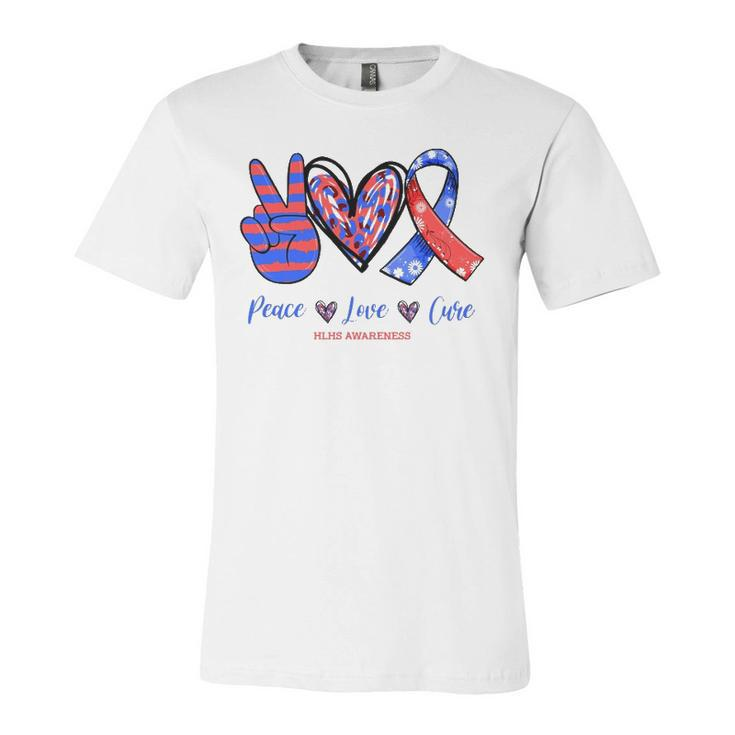 Peace Love Cure Hypoplastic Left Heart Syndrome Awareness Jersey T-Shirt
