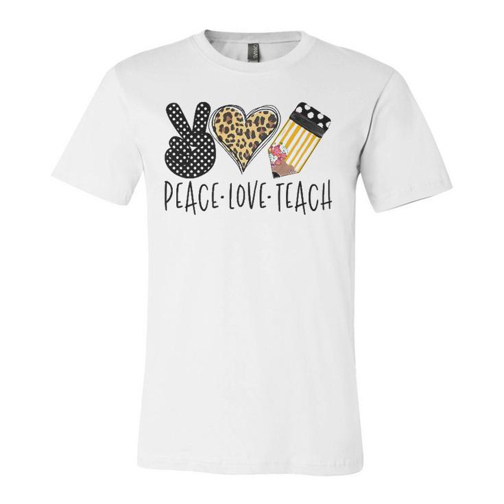 Peace Love Teach Back To School Teacher Jersey T-Shirt