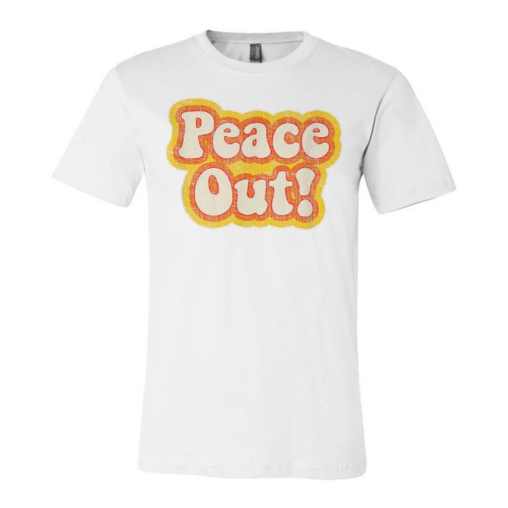Peace Out Vintage 1970S  Men Women Kids Unisex Jersey Short Sleeve Crewneck Tshirt