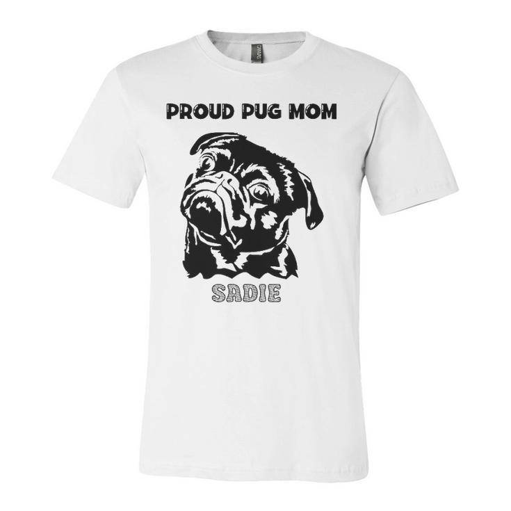Proud Pug Mom With Pug Portrait Jersey T-Shirt
