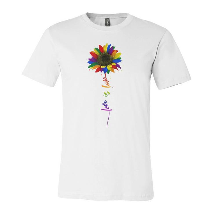 Rainbow Sunflower Love Is Love Lgbt Gay Lesbian Pride Jersey T-Shirt