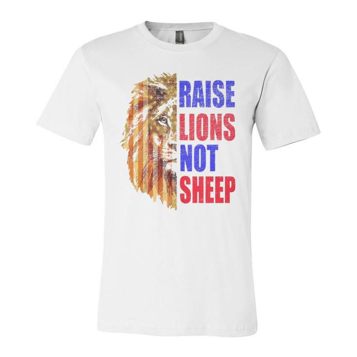 Raise Lions Not Sheep American Flag 4Th Of July Jersey T-Shirt
