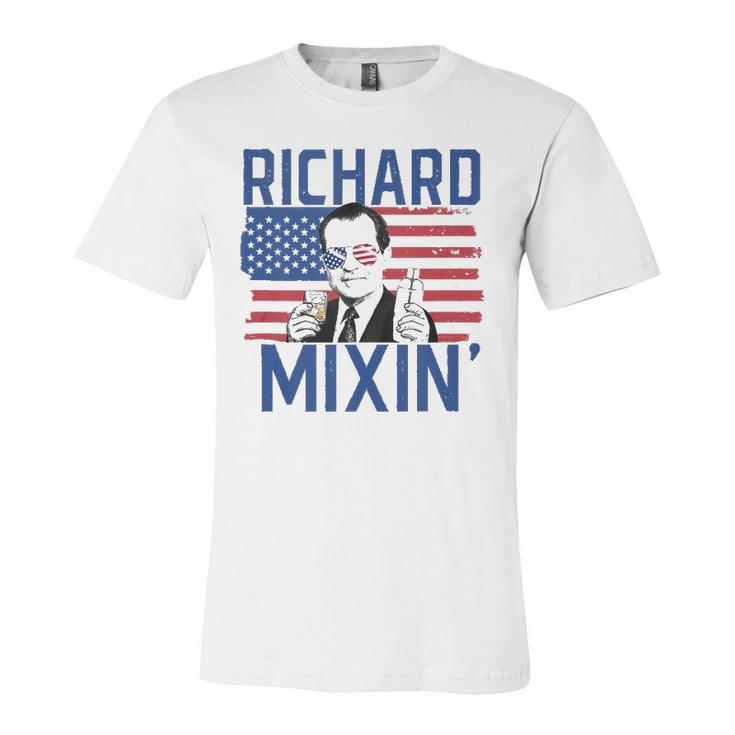 Richard Mixin 4Th Of July Drinking President Nixon Jersey T-Shirt