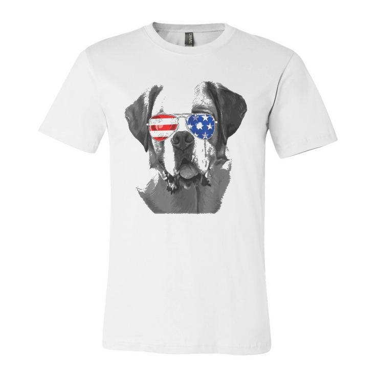 Saint Bernard Dog Sunglasses Flag American 4Th Of July Jersey T-Shirt