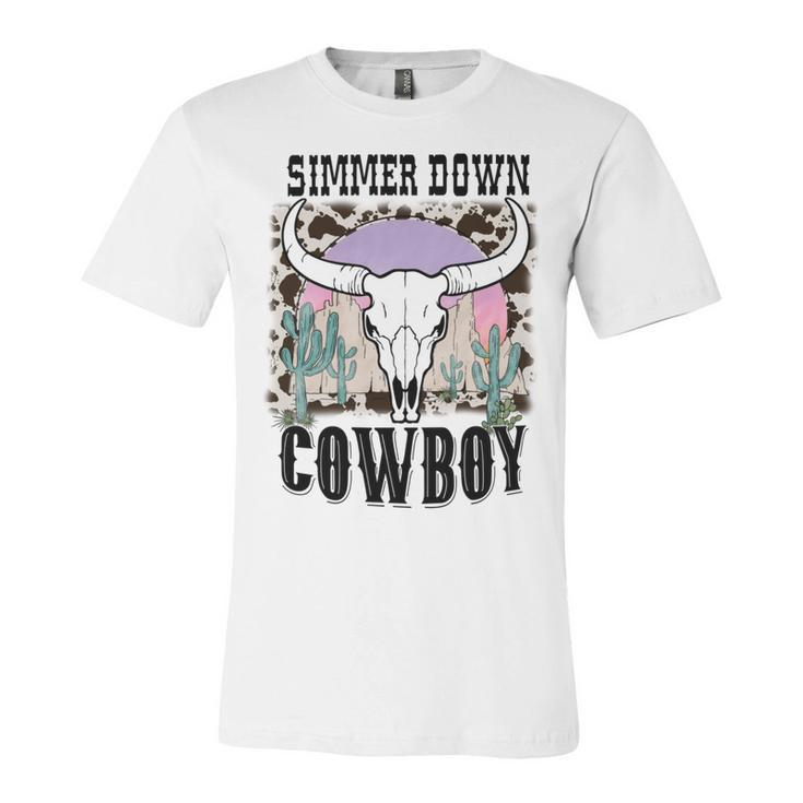 Simmer Down Cowboy Western Style Gift Unisex Jersey Short Sleeve Crewneck Tshirt