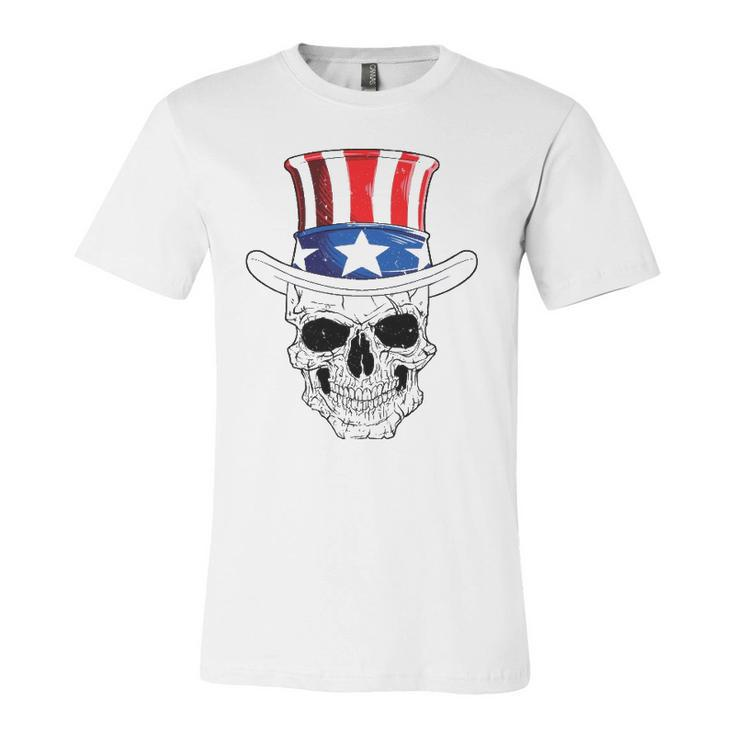 Skull 4Th Of July Uncle Sam American Flag Jersey T-Shirt