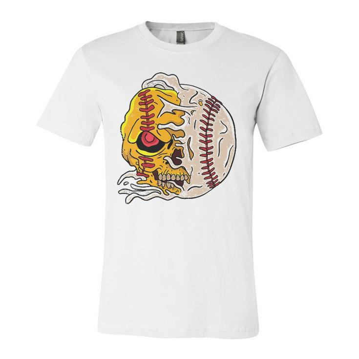 Skull Baseball Cool Skeleton Sports Player Pitcher Catcher Jersey T-Shirt