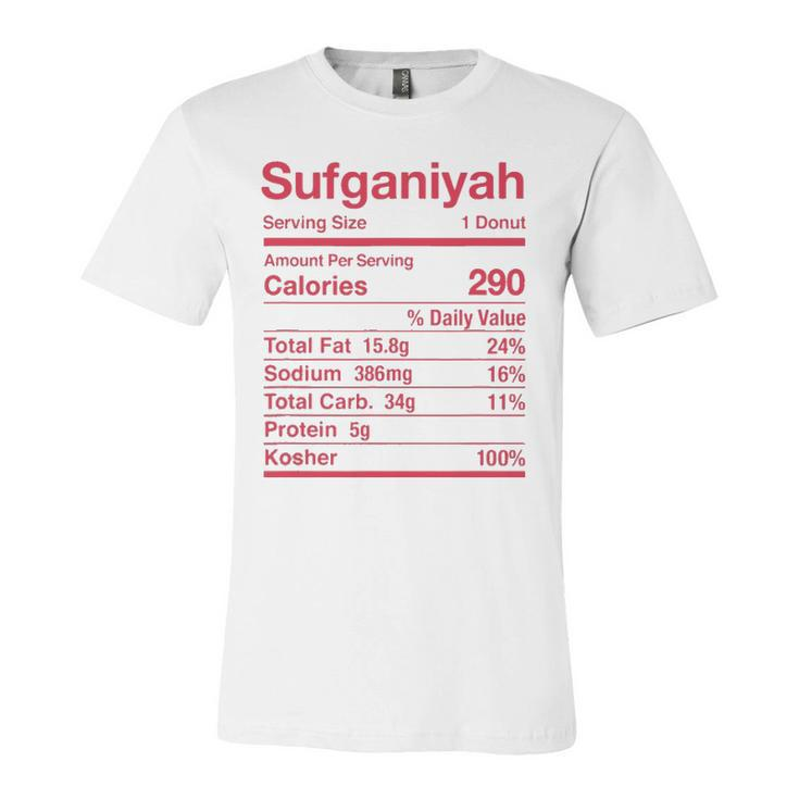Sufganiyah Nutrition Facts Jewish Kosher Food Hanukkah Jersey T-Shirt