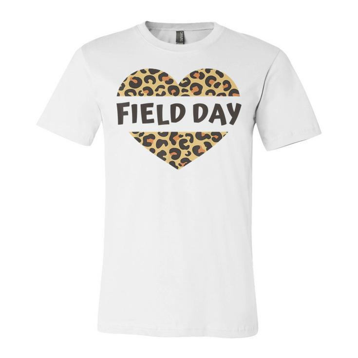 Teachers Field Day Leopard Heart Last Day Of School Kids Men  Unisex Jersey Short Sleeve Crewneck Tshirt