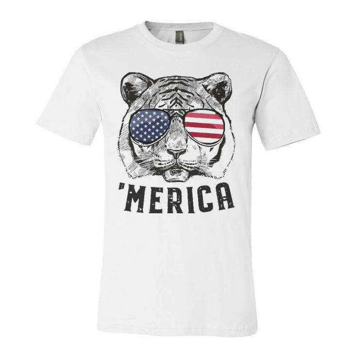 Tiger American Flag 4Th Of July Merica Sunglasses Jersey T-Shirt