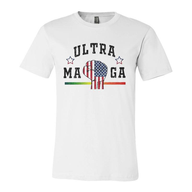 Ultra Maga The Return Of Trump Maga Trump Maga American Flag Fist Jersey T-Shirt