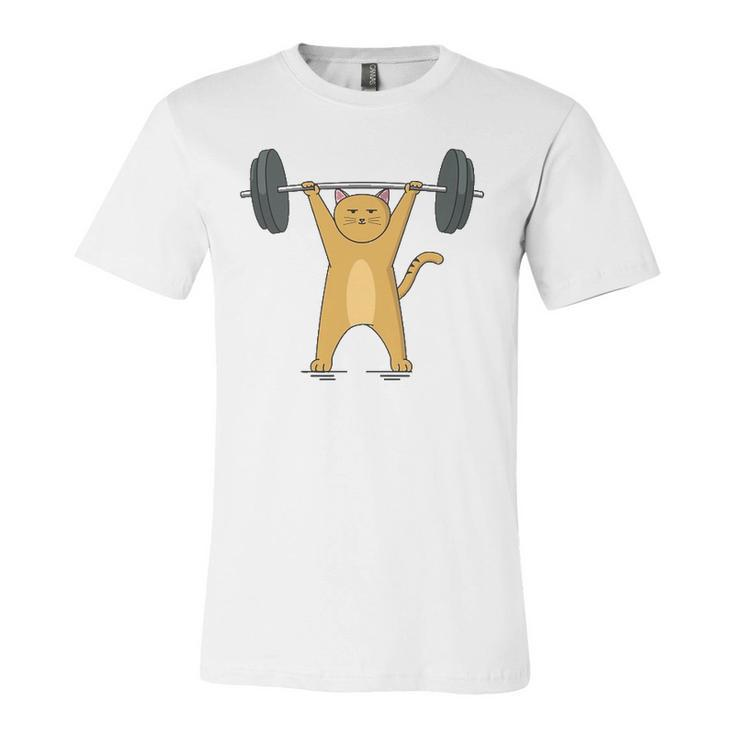 Weightlifting Cat Barbell Fitness Lovers Jersey T-Shirt