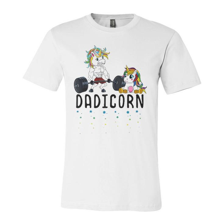 White Dadicorn Unicorn Dad Fitness Gym Weightlifting Jersey T-Shirt