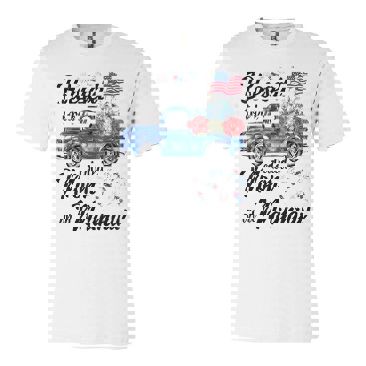 Women 4Th July American Flag Patriotic Blessed Mom Mamaw  Unisex Jersey Short Sleeve Crewneck Tshirt