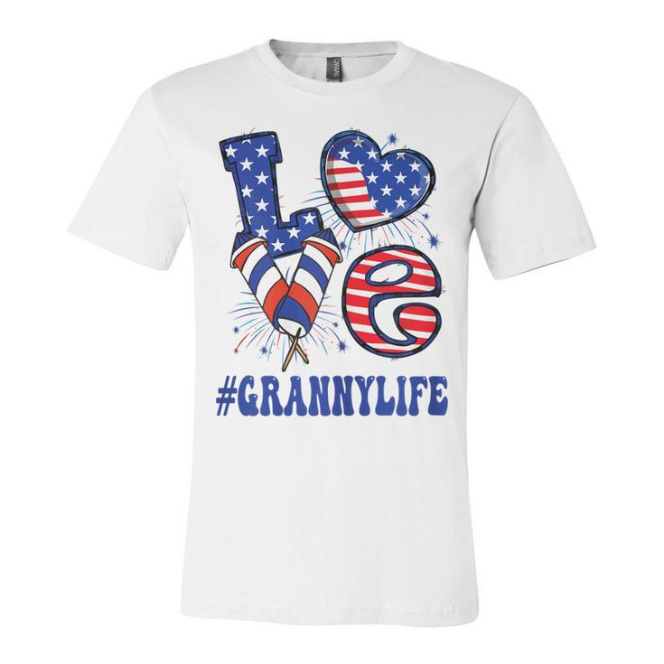 Womens Granny Love Usa Flag Grandma 4Th Of July Family Matching  Unisex Jersey Short Sleeve Crewneck Tshirt
