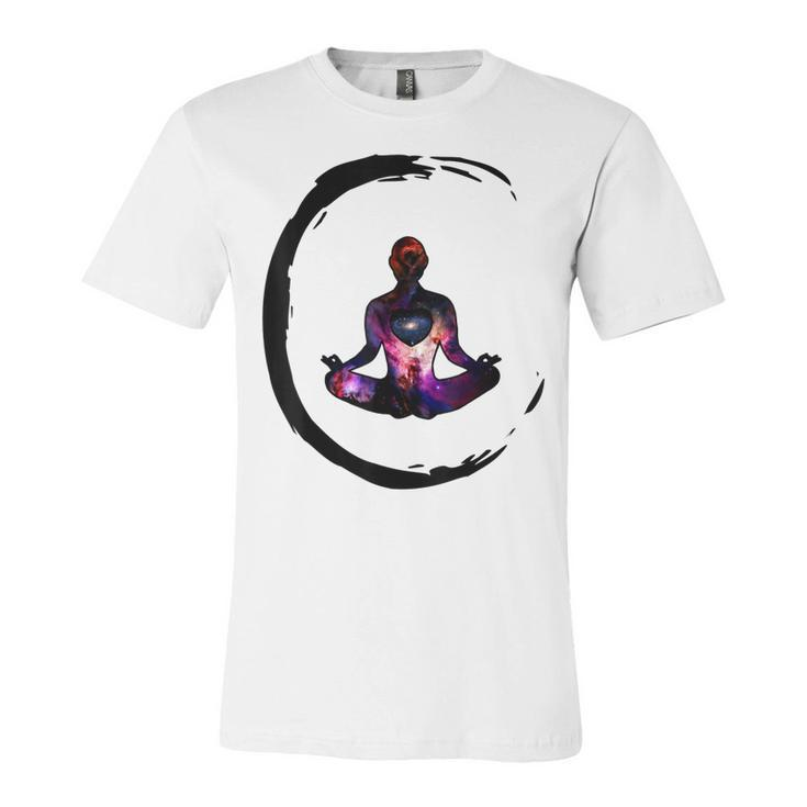 Zen Buddhism Inspired Enso Cosmic Yoga Meditation Art  Unisex Jersey Short Sleeve Crewneck Tshirt