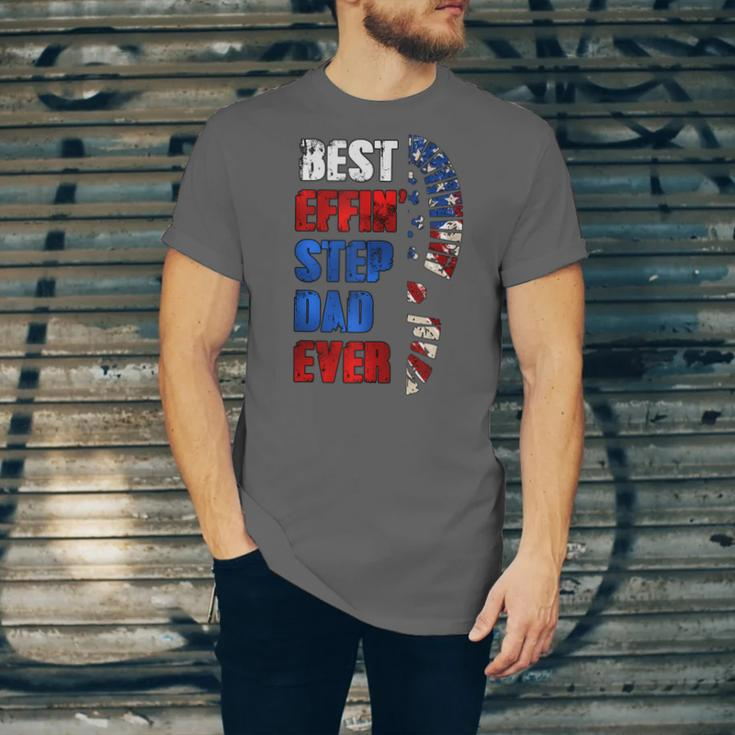 Best Effin’ Step Dad 4Th Of July Ever Shoes Trace Flag Unisex Jersey Short Sleeve Crewneck Tshirt