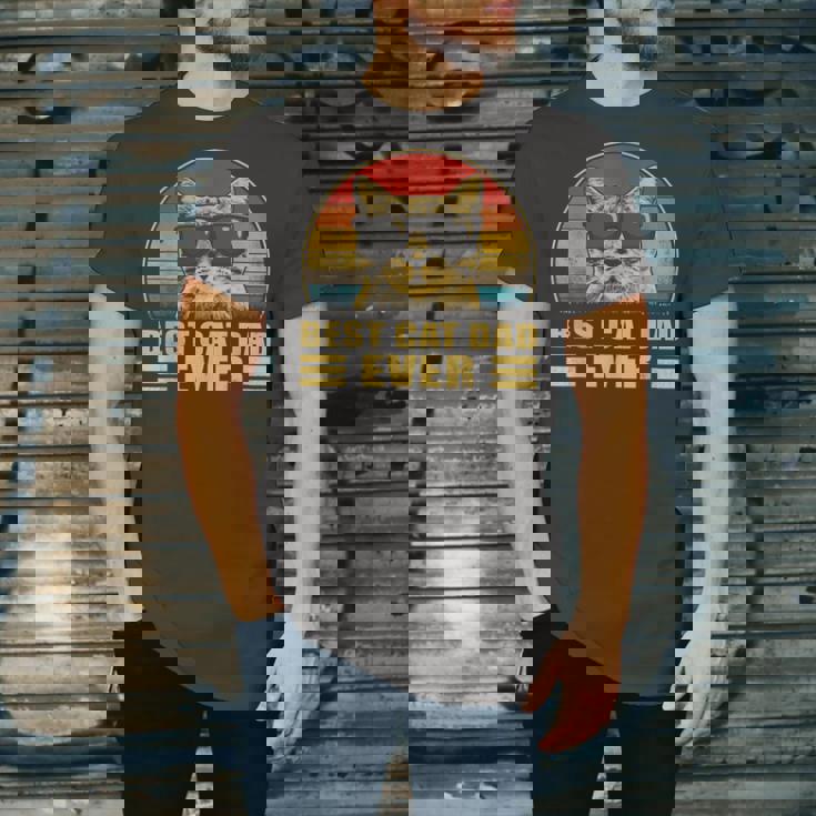 Best Cat Dad Ever Bump Fit Fathers Day Daddy For Jersey T-Shirt