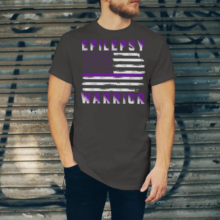 Epilepsy Warrior Usa Flag United States Flag Epilepsy Epilepsy Awareness Unisex Jersey Short Sleeve Crewneck Tshirt