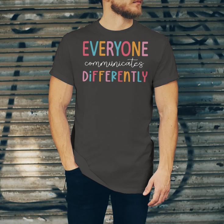 Everyone Communicate Differently Autism Awareness Unisex Jersey Short Sleeve Crewneck Tshirt