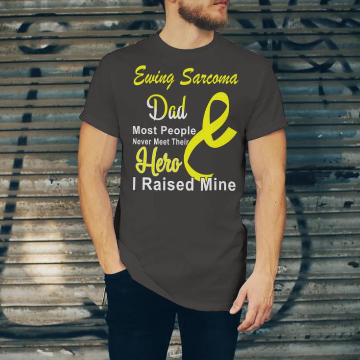 Ewings Sarcoma Dad Most People Never Meet Their Hero I Raised Mine Yellow Ribbon Ewings Sarcoma Ewings Sarcoma Awareness Unisex Jersey Short Sleeve Crewneck Tshirt