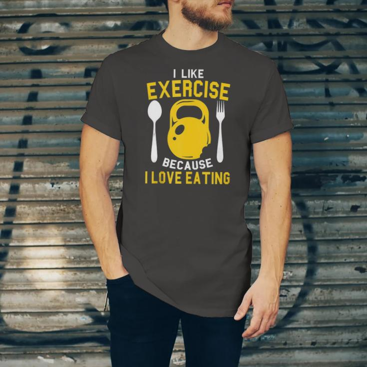 I Like Exercise Because I Love Eating Gym Workout Fitness Jersey T-Shirt