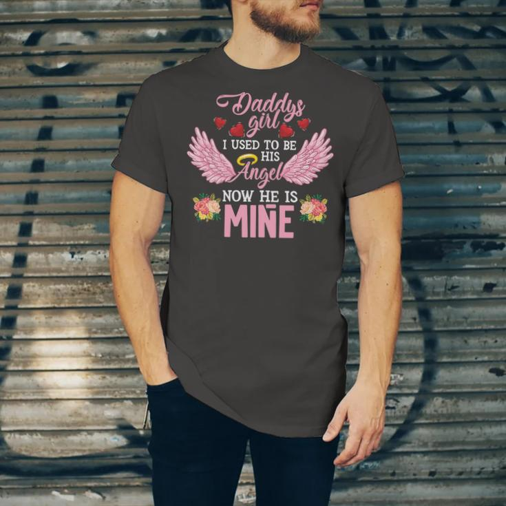 Father Grandpa Daddys Girl I Used To Be His Angel Now He Is Mine Daughter 256 Family Dad Unisex Jersey Short Sleeve Crewneck Tshirt