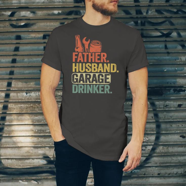 Father Husband Garage Drinker Vintage Mechanic Dad Handyman Jersey T-Shirt